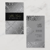 311 Dazzling Damask Silver Plain Back Visitekaartje (Voorkant / Achterkant)