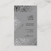 311 Dazzling Damask Silver Plain Back Visitekaartje (Achterkant)