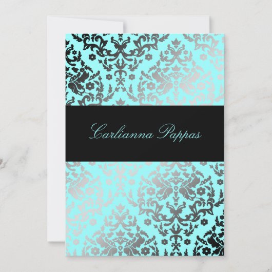 311 Dazzling Damask Turquoise Blue Kaart (Voorkant)