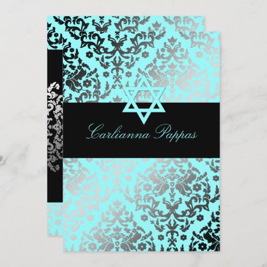 311 Dazzling Damask Turquoise Blue Star van David Kaart (Voorkant / Achterkant)