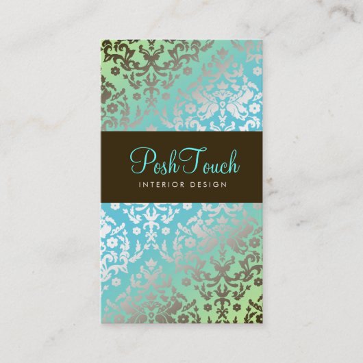 311 Dazzling Damask Turquoise & Limoen Afsprakenkaartje (Voorkant)