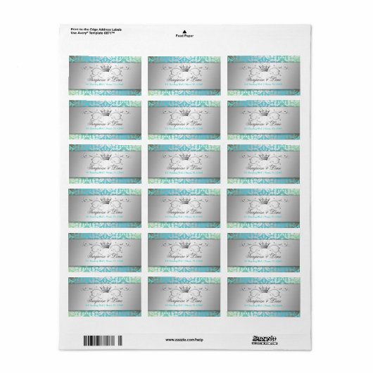 311 Dazzling Damask Turquoise & Limoen Black Etiket (Full Sheet)