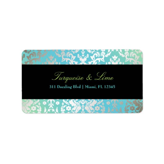 311-Dazzling Damask Turquoise & Limoen Black Etiket (Voorkant)