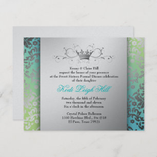 311-Dazzling Damask Turquoise & Limoen Black Kaart