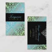 311 Dazzling Damask Turquoise Limoen Black Visitekaartje (Voorkant / Achterkant)