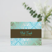 311 Dazzling Damask Turquoise & Limoen Briefkaart (Staand voorkant)