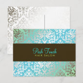311 Dazzling Damask Turquoise & Limoen Briefkaart (Voorkant / Achterkant)