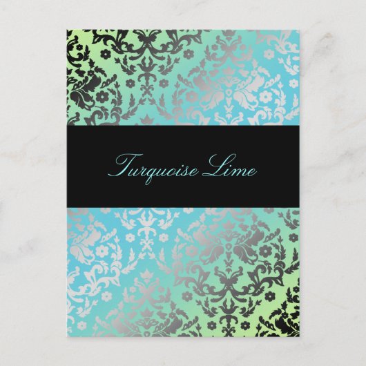 311 Dazzling Damask Turquoise Limoen Briefkaart (Voorkant)