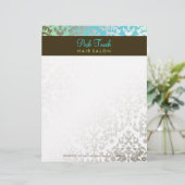 311-Dazzling Damask Turquoise & Limoen Letterhead Custom Briefhoofd (Staand voorkant)