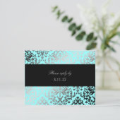 311-Dazzling Damask Turquoise RSVP Kaartje (Staand voorkant)