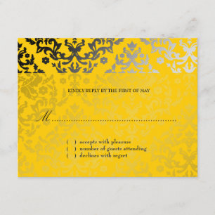 311-Dazzling Damask Yellow Jacket RSVP-kaart RSVP Kaartje