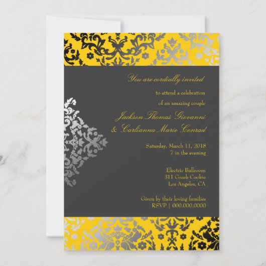 311 Dazzling Damask Yellow | Koolsteengrijze band Kaart (Achterkant)