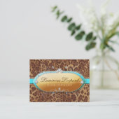 311 De lumierige luipaard Turquoise Trim Visitekaartje (Staand voorkant)