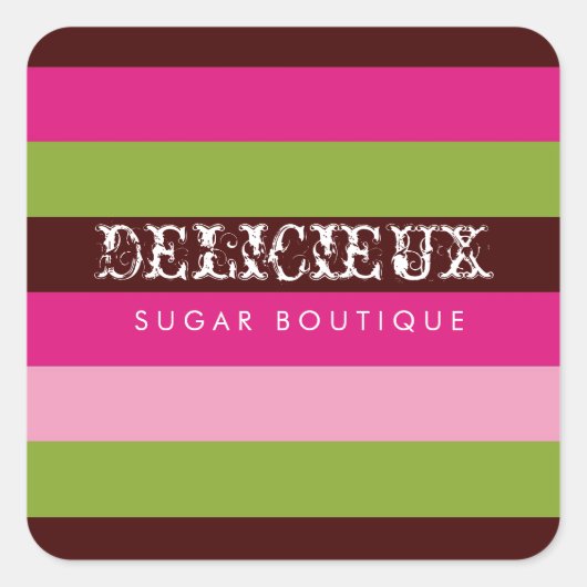 311 Delicieux Snoep Strepen Vierkant Vierkante Sticker (Voorkant)