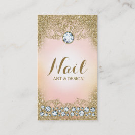 311 Diamond Glam Gold Glitter Pink Visitekaartje