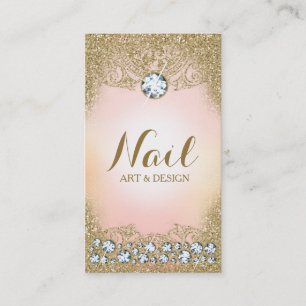 311 Diamond Glam Gold Glitter Pink Visitekaartje