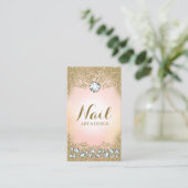 311 Diamond  Glam Gold Glitter Pink Visitekaartje (Staand voorkant)