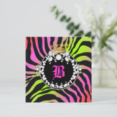 311 Diamond Medallion Zebra Neon Cherry Kaart (Staand voorkant)