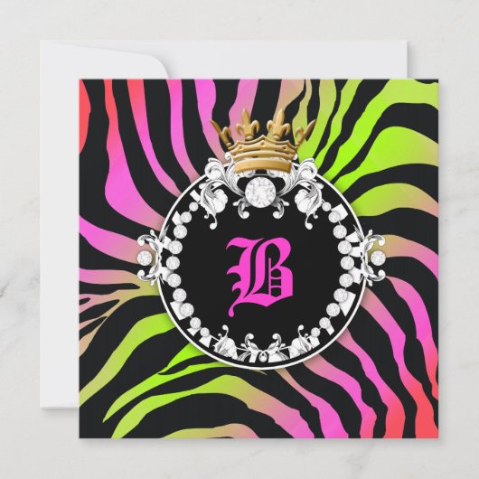 311 Diamond Medallion Zebra Neon Cherry Kaart (Voorkant)