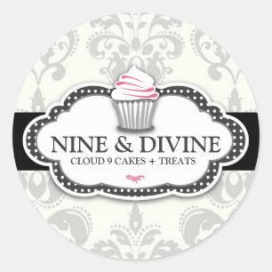 311 Divine Grey Damask Cupcake Sticker