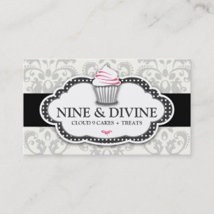 311 Divine Grey Damask Cupcake Visitekaartje