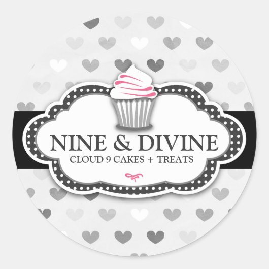 311 Divine Grey Hearts Cupcake Sticker (Voorkant)