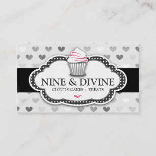 311 Divine Grey Hearts Cupcake Visitekaartje
