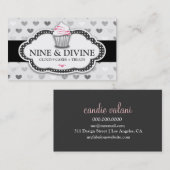 311 Divine Grey Hearts Cupcake Visitekaartje (Voorkant / Achterkant)
