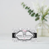 311 Divine Grey White Damask Cupcake Visitekaartje (Staand voorkant)