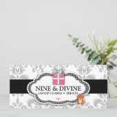 311 Divine Grey White Damask Gift Box & Teddy Bear (Staand voorkant)