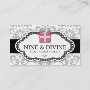 311 Divine Grey White Damask Gift Box Visitekaartje