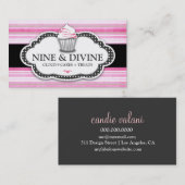 311 Divine  Pink Stripes Cupcake Visitekaartje (Voorkant / Achterkant)
