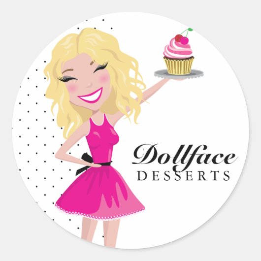 311 Dollface Desserts Blondie Ronde Sticker (Voorkant)