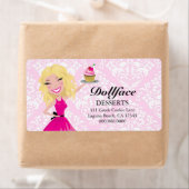 311 Dollface Desserts Blondie Roze Damast Print Etiket (Insitu)