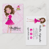 311 Dollface Desserts Brownie Pink Damask 3.5 x 2 Visitekaartje (Voorkant / Achterkant)