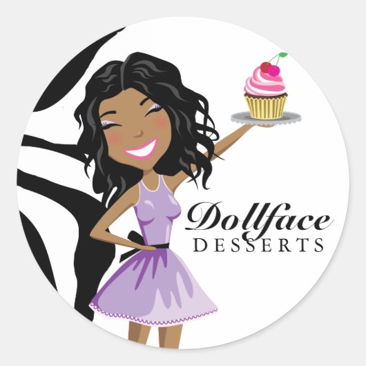 311 Dollface Desserts Ebonie Zebra Ronde Sticker (Voorkant)