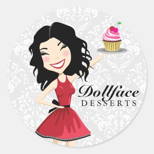 311 Dollface Desserts Kimmie Damask Ronde Sticker (Voorkant)