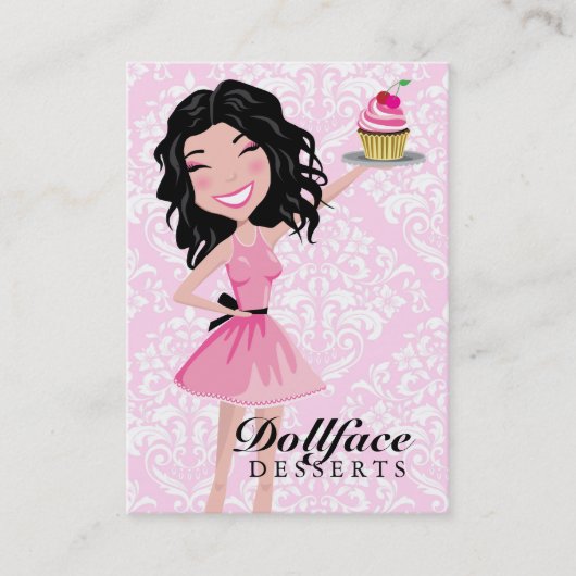 311 Dollface Desserts Kohlie Pink Damask 3,5 x 2 Visitekaartje (Voorkant)
