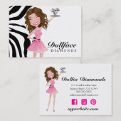 311 Dollface Diamonds Brownie Zebra 3.5 x 2 Visitekaartje (Voorkant / Achterkant)