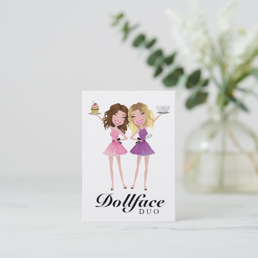 311 Dollface Duo Brunetter Blonde Ombre Visitekaartje (Staand voorkant)