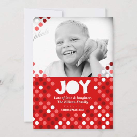 311 Dotted Joy Photo Holiday Card Feestdagenkaart (Voorkant)