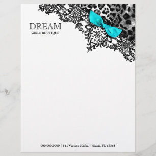 311 Dream in Leopard en Lace Aqua Briefhoofd Ontwerp