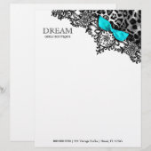 311 Dream in Leopard en Lace Aqua Briefhoofd Ontwerp (Voorkant / Achterkant)
