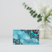 311 Dream in Leopard & Lace Aqua Pearl Paper Visitekaartje (Staand voorkant)