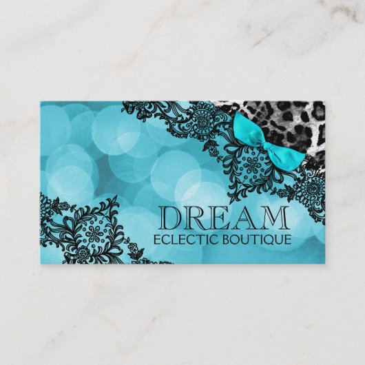 311 Dream in Leopard & Lace Aqua Pearl Paper Visitekaartje (Voorkant)