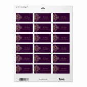 311 Duizelingwekkende Damask Gold Ivory Deep Paars Etiket (Full Sheet)