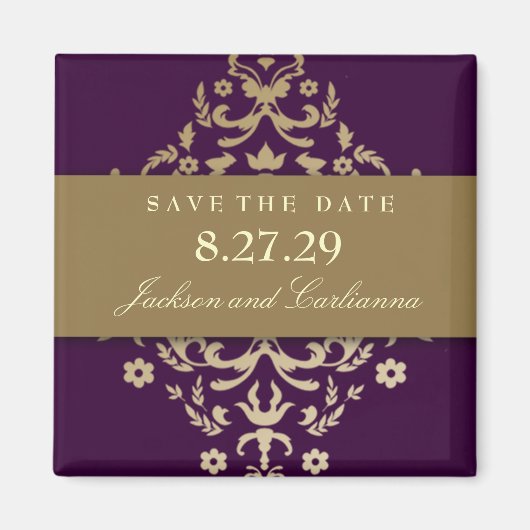 311-Duizelingwekkende Damask Gouden Ivoor Aubergin Magneet (Voorkant)