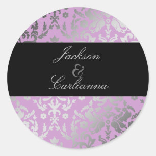 311-Duizelingwekkende Damask Wild Paarse Ronde Sticker