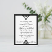 311 EBONY IVORY DAMASK INVITATION UITNODIGING BRIEFKAART (Staand voorkant)