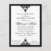 311 EBONY IVORY DAMASK UITNODIGING BRIEFKAART (Voorkant)